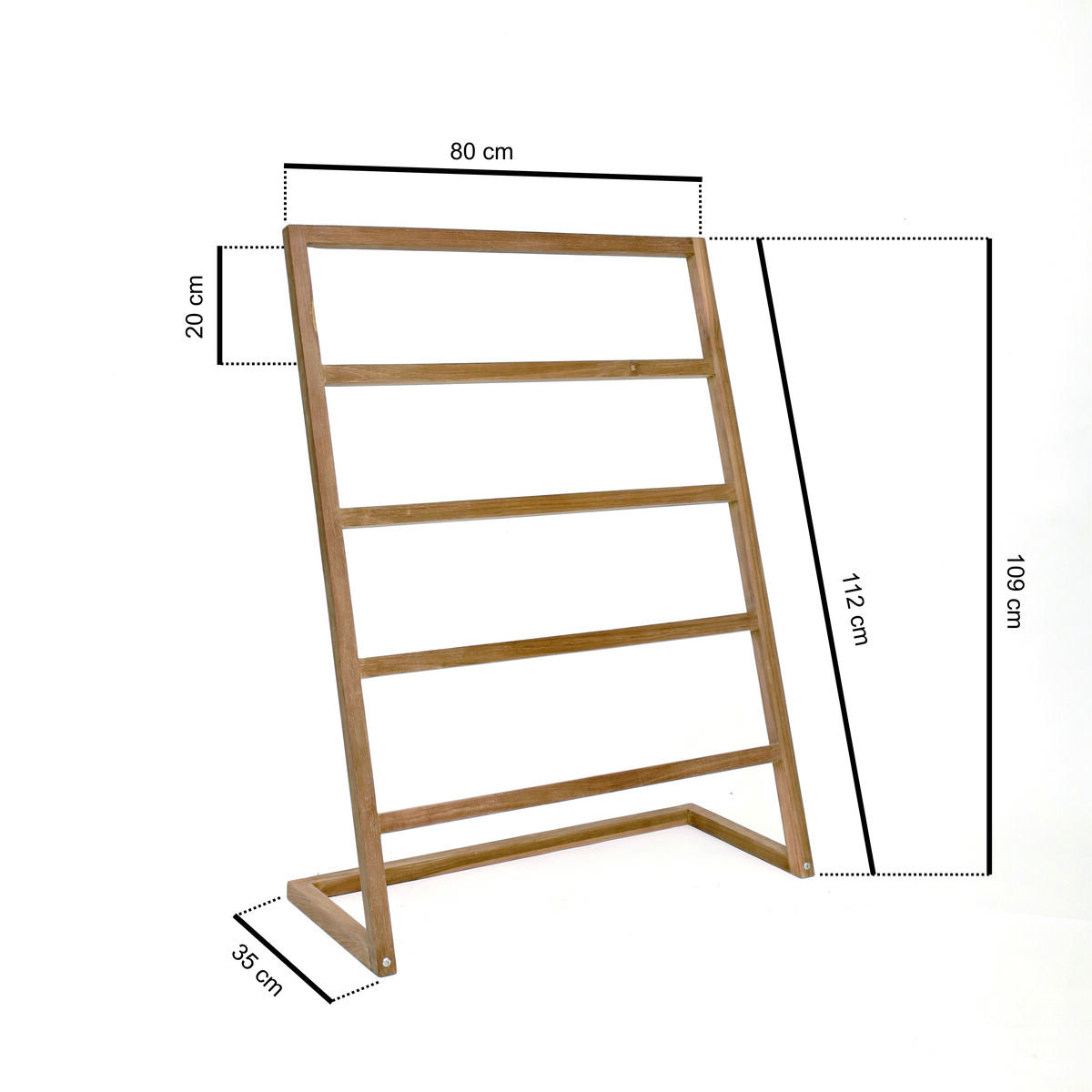 Teakhouten handdoekenrek van FSC teak 80×35×109 cm - view 3 Teakhouten handdoekenrek van FSC teak 80×35×109 cm - view 3
