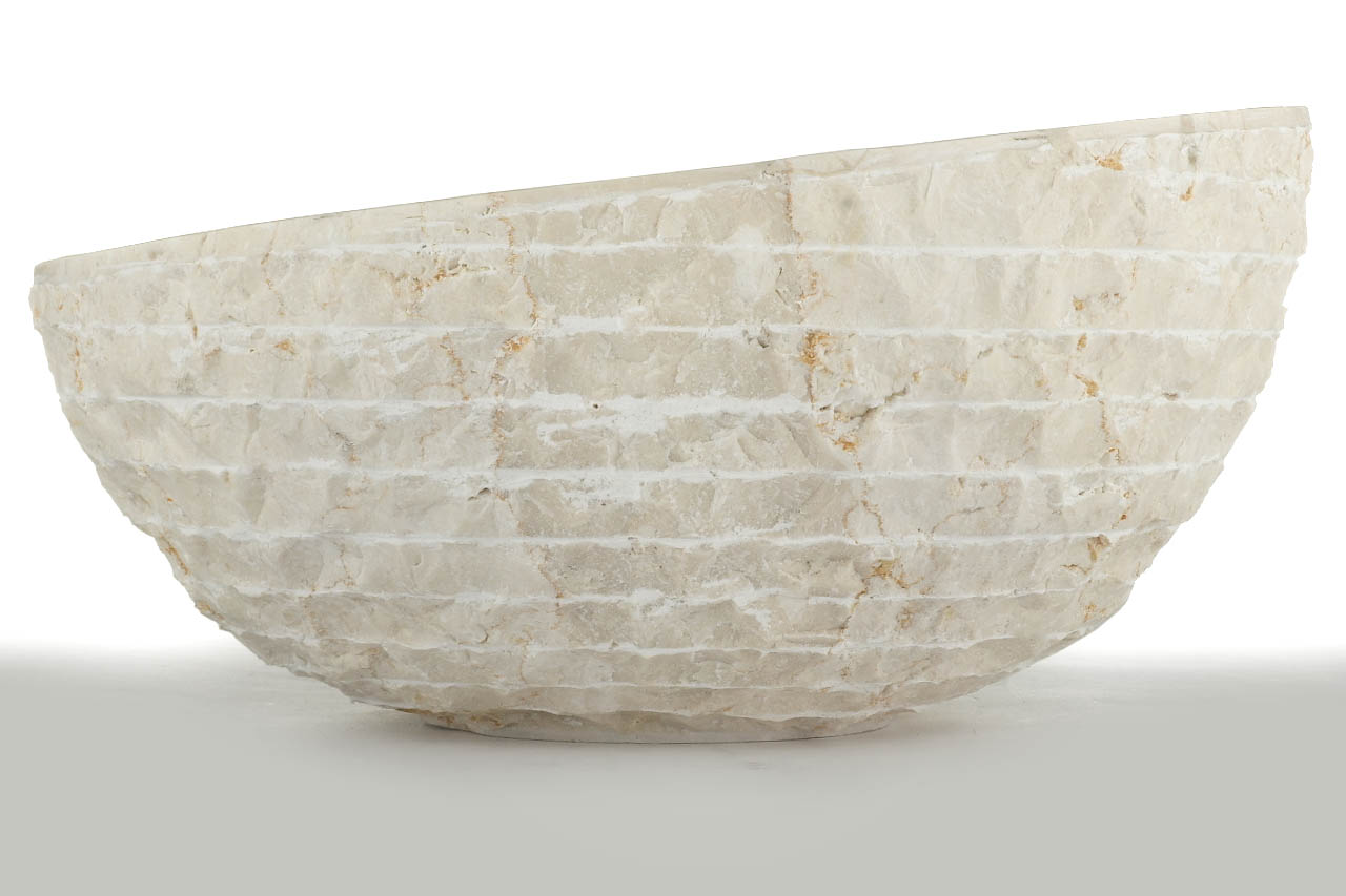 Wit Marmeren Waskom - Oblique | 45x21x15 - BMAM-CREAM - view 3 Wit Marmeren Waskom - Oblique | 45x21x15 - BMAM-CREAM - view 3