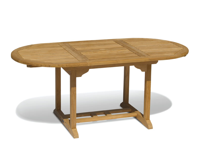 Ovale uitschuifbare tuintafel van massief hout, verstelbaar van 150 tot 200 cm met formaat 100x75 cm - view 4