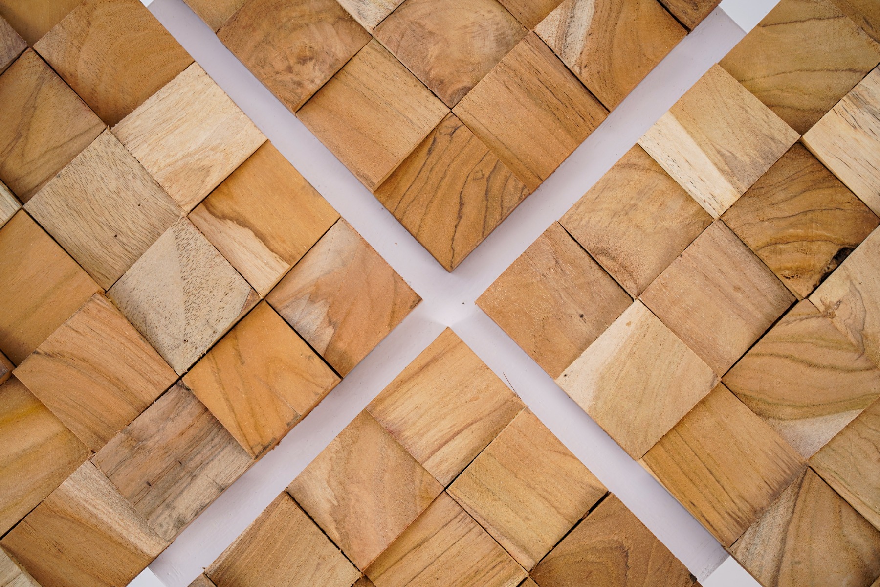 Teak Wandpanelen Rocker | 3D houten Paneel 30 x 30 cm Schuin Gezaagde Wandpaneel - view 3