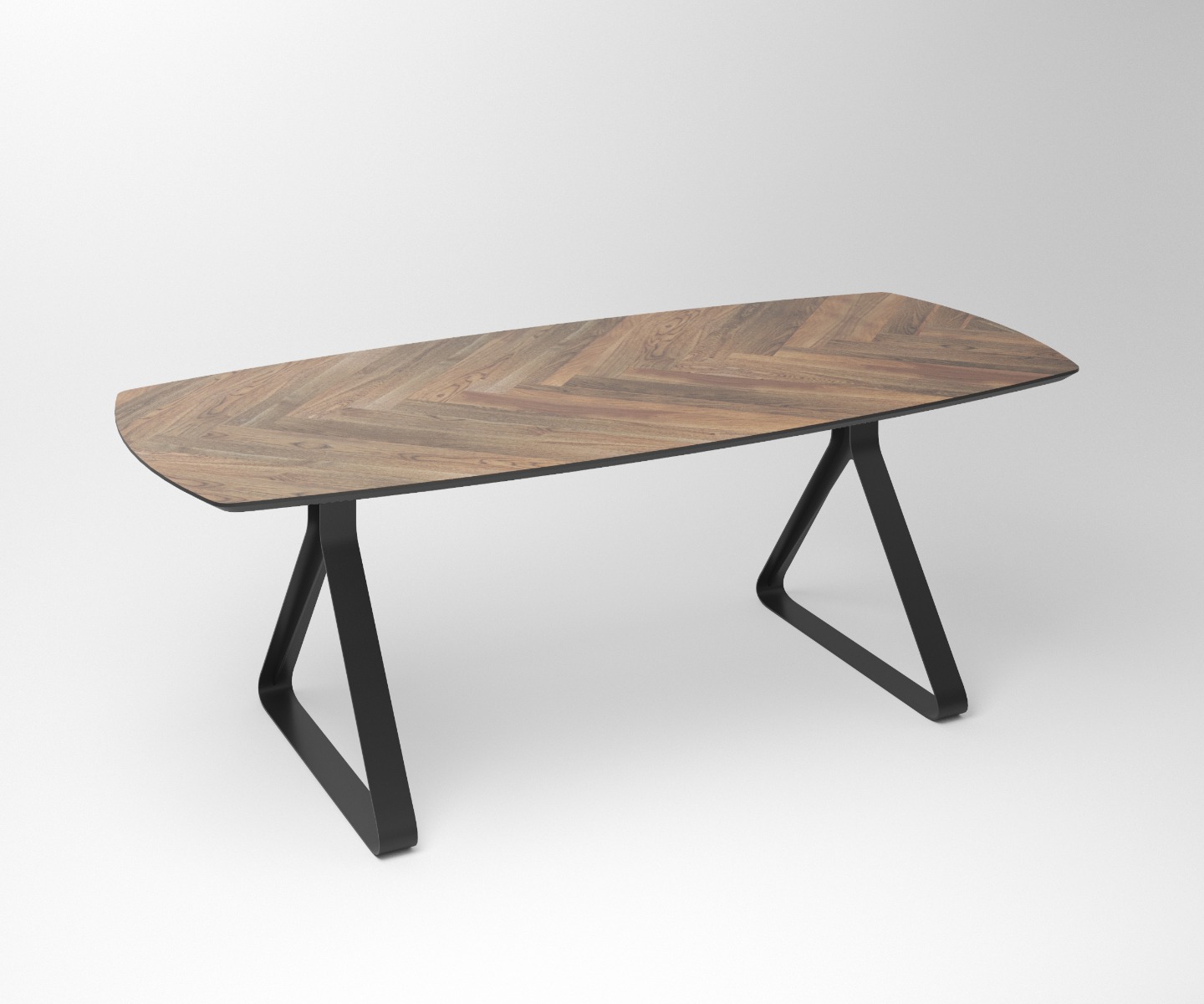 Notenhouten eettafel met Triangle Stalen tafelpoten - view 3
