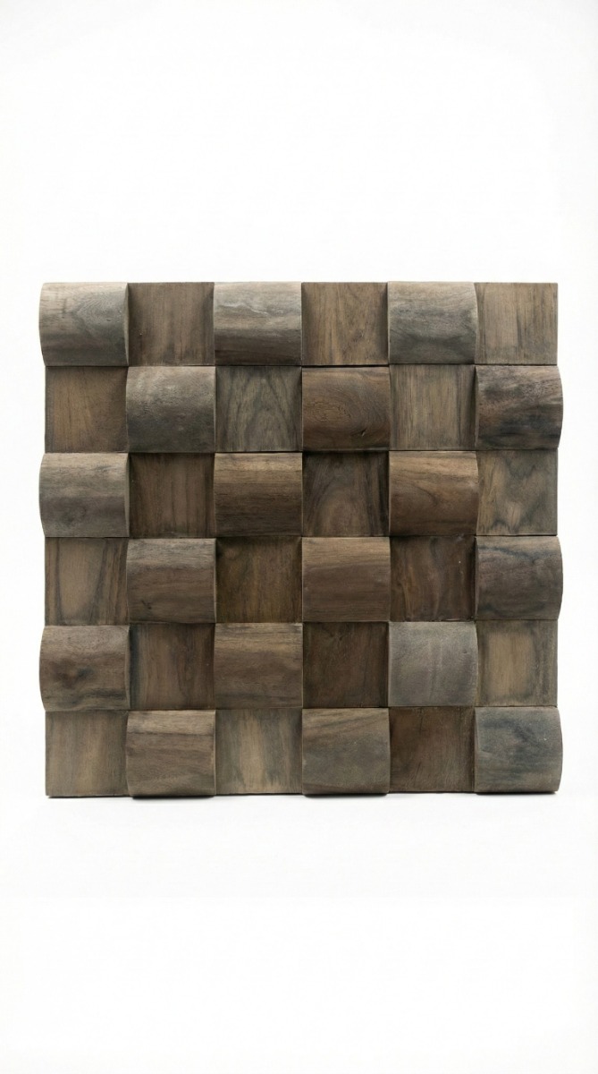Teakhouten wandpaneel Teak Wave Black 30x30 Donker hout - alternate view