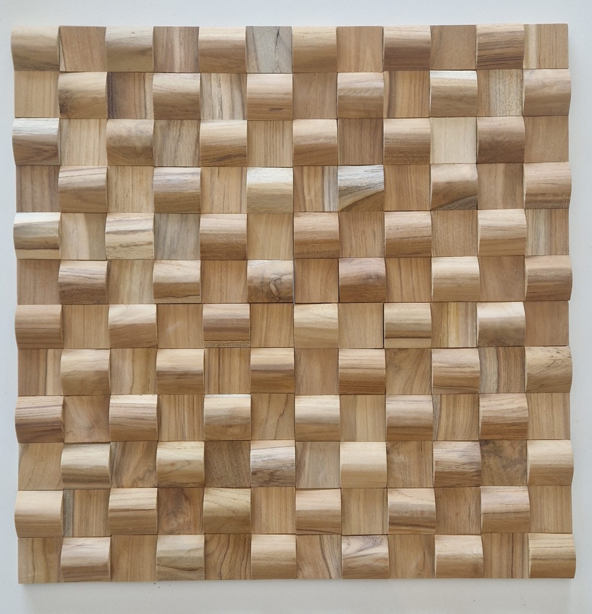 Wave Naturel Teakhouten wandpanelen 30x30 tegels - 4 stuks - alternate view