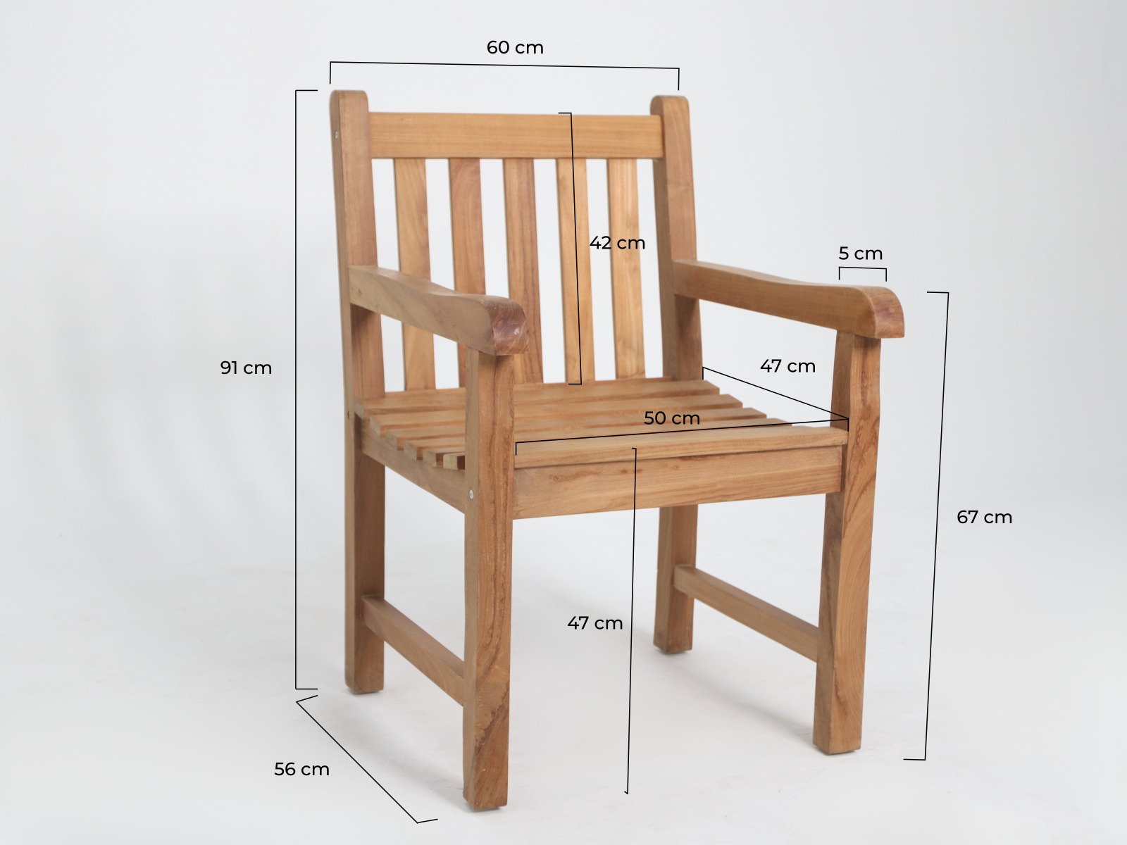 Teakea Windsor Tuinstoel | Vaste Armstoel | Massief FSC Teak - alternate view