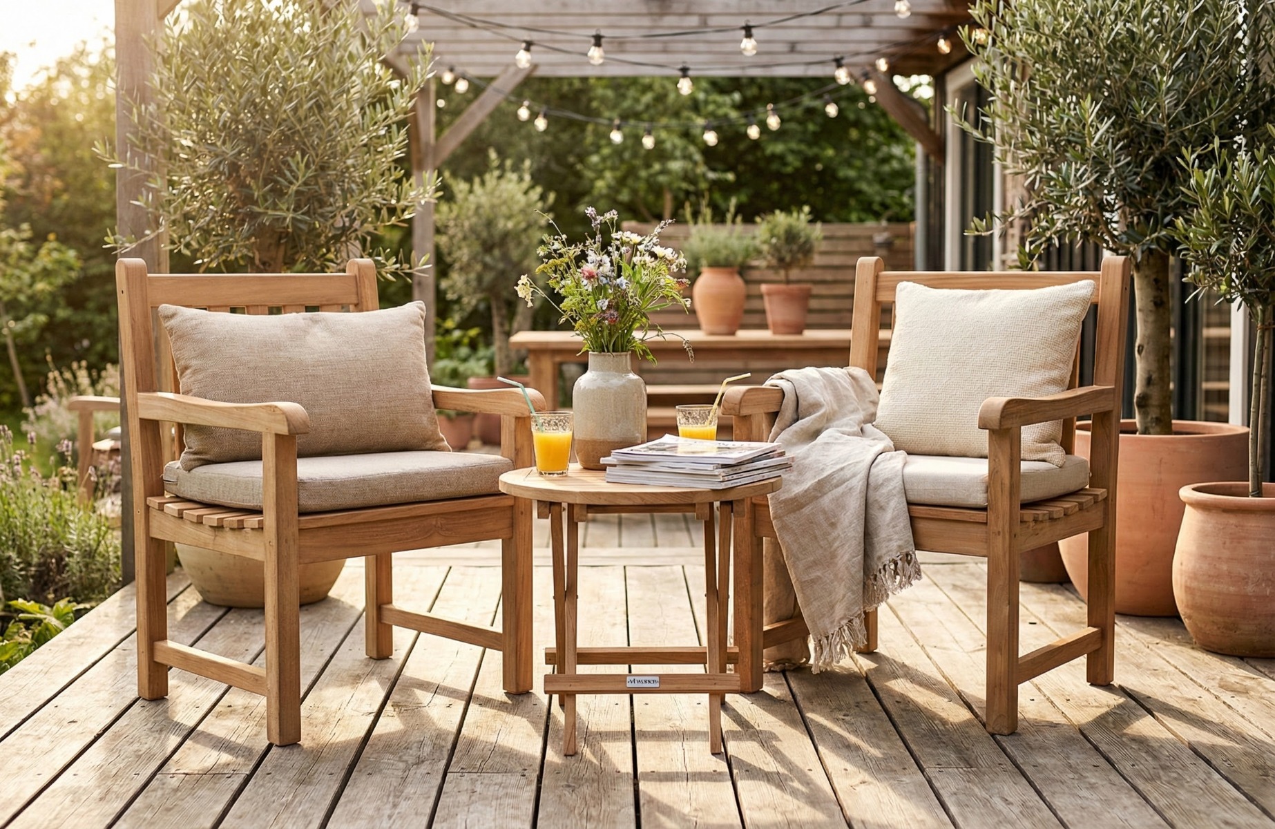 Teakea Balkony Bistro Set – FSC® Teak – Tafel Ø50cm & 2 Windsor Stoelen - alternate view