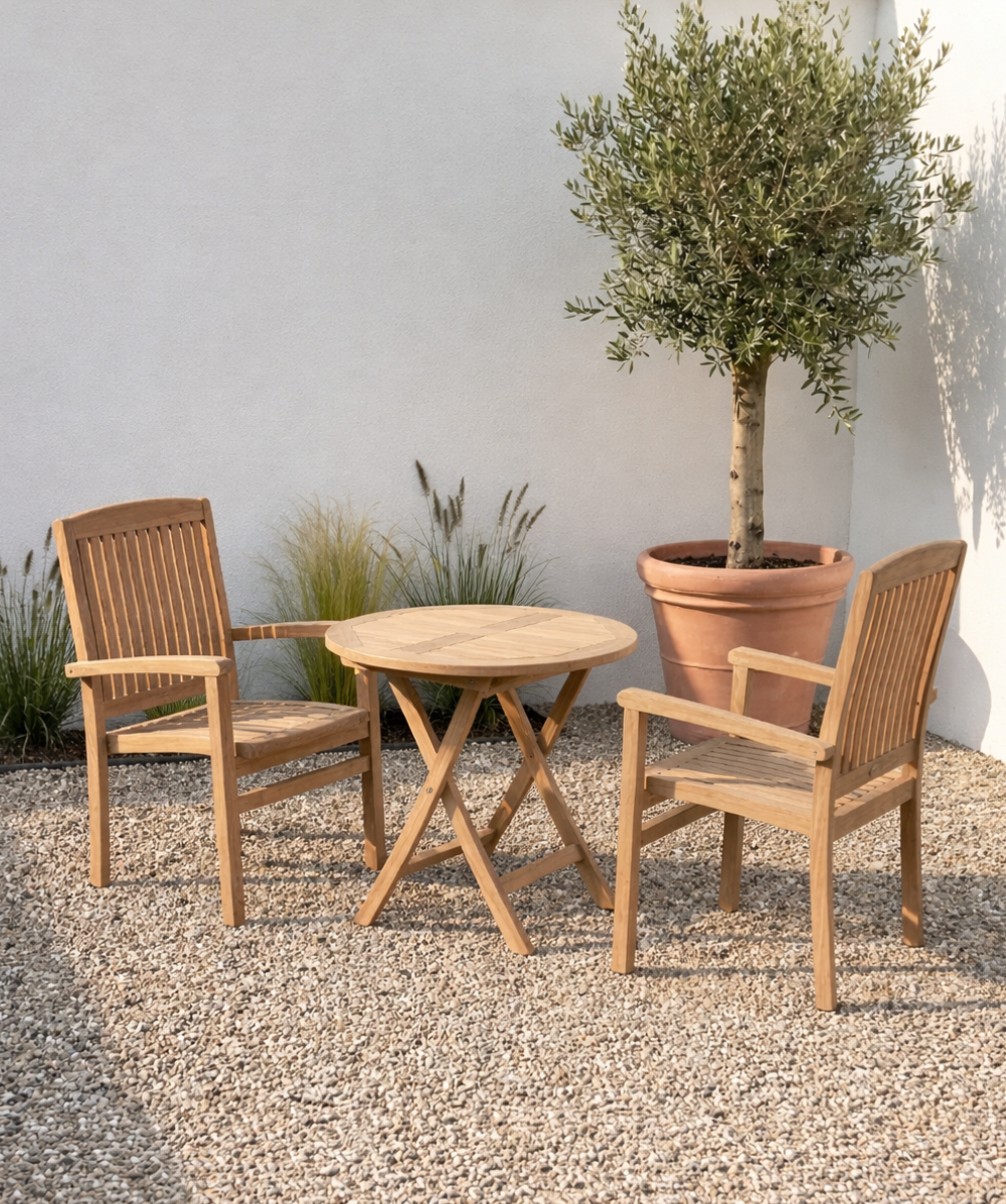 Cozy patio with teak furniture Cozy patio with teak furniture