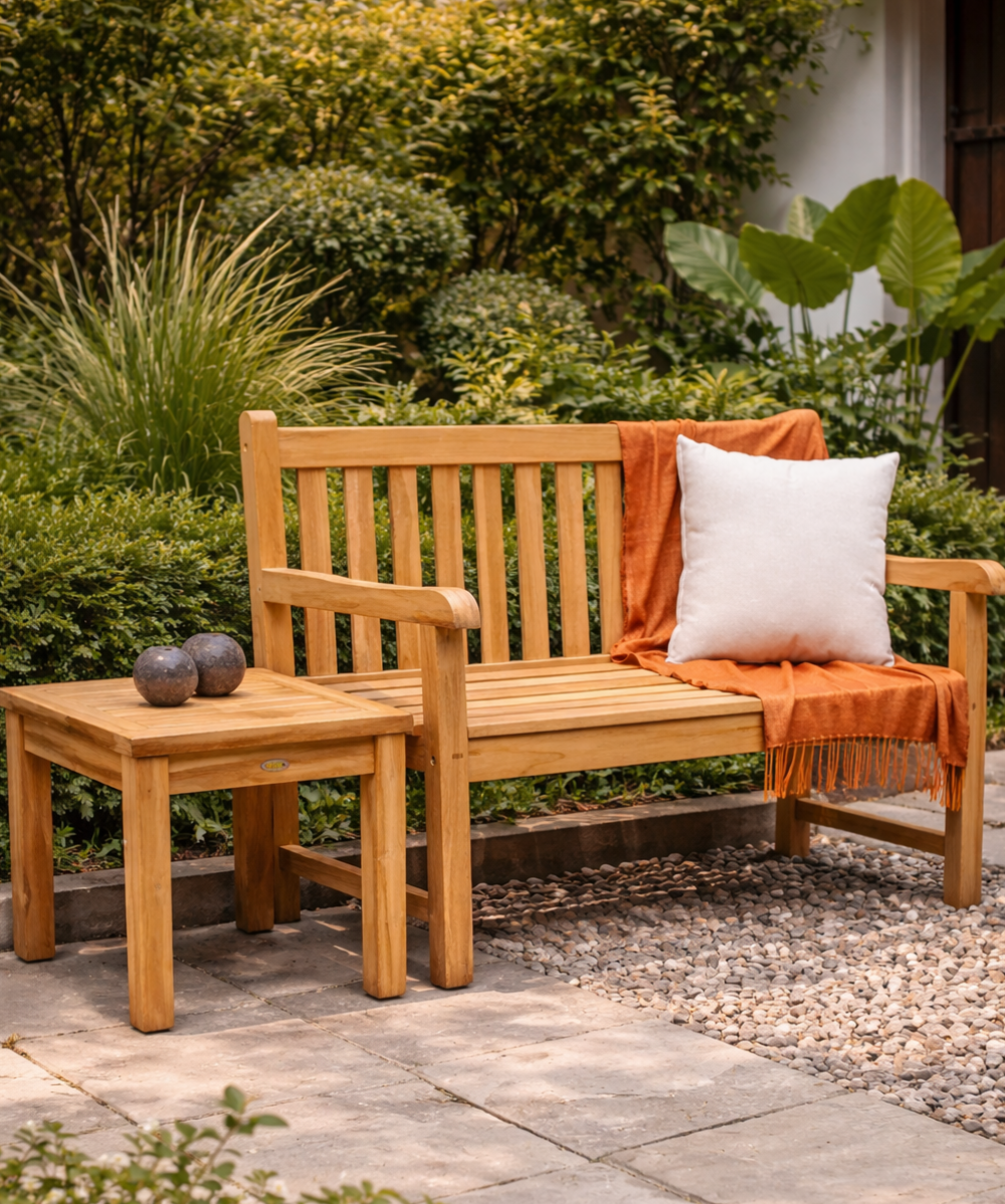 Serene patio with teak furniture Serene patio with teak furniture
