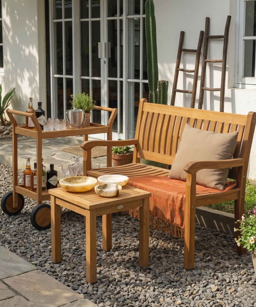 teak-garden-bench-side-table-bar-cart-outdoor teak-garden-bench-side-table-bar-cart-outdoor