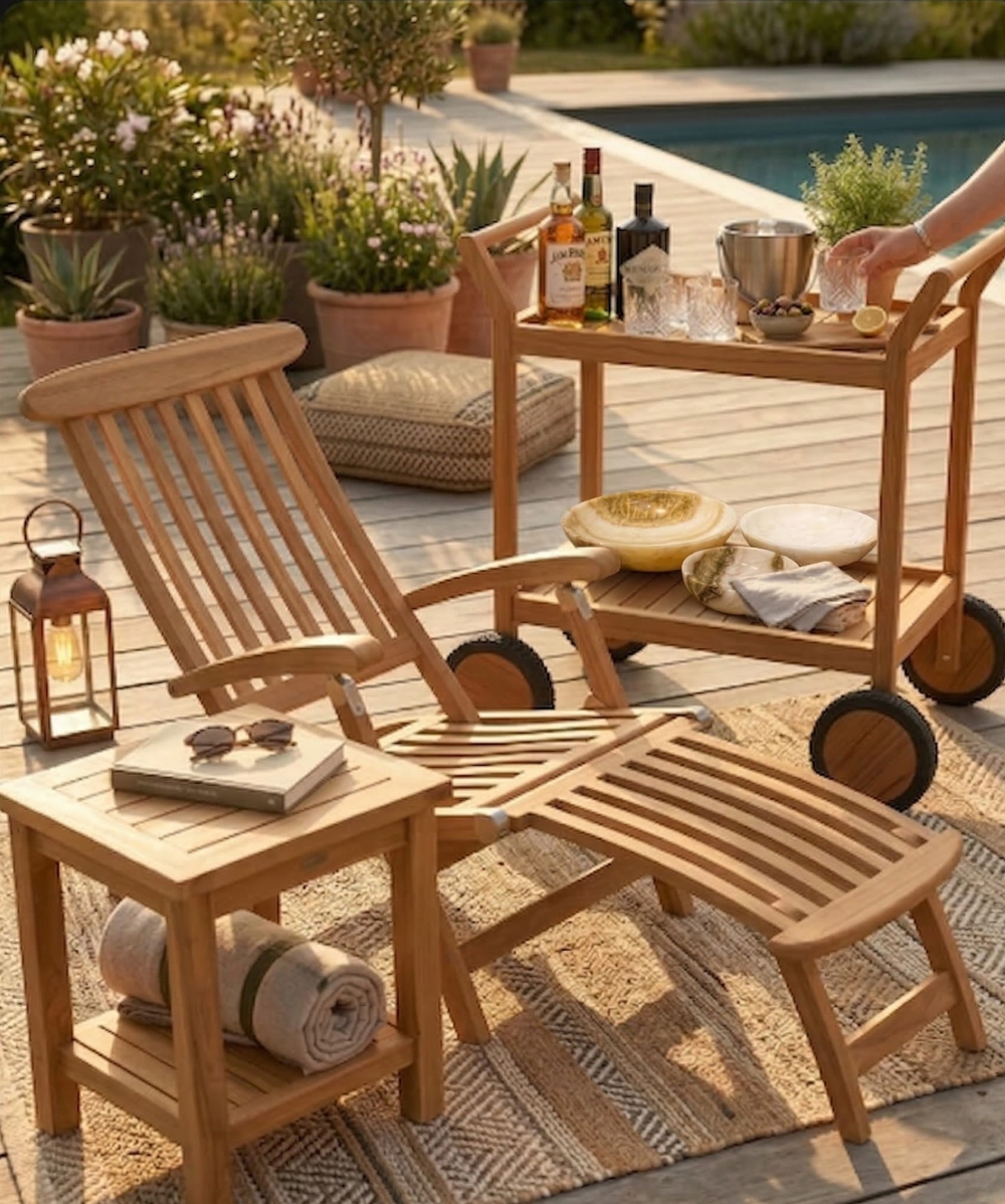 teak-lounge-chair-footrest-side-table-bar-cart-outdoor teak-lounge-chair-footrest-side-table-bar-cart-outdoor